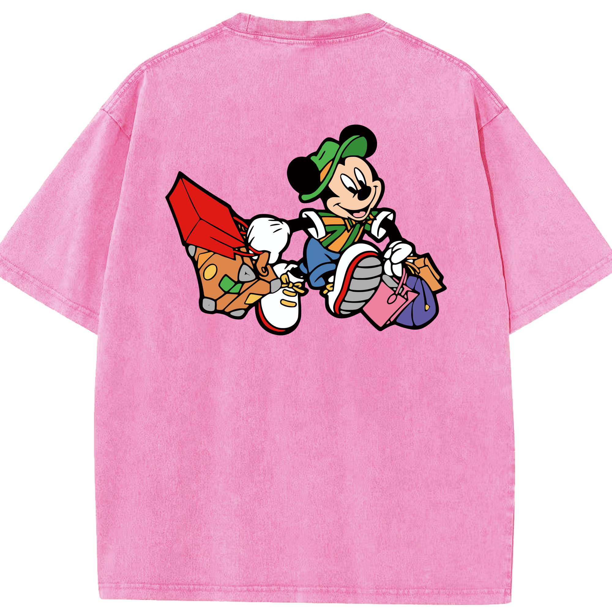 （画像用） ミッキーマウス Mickey Mouse 綿100% ヴィンテージ風 半袖Tシャツ（背面プリント）